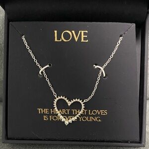 Brilliance Genuine Crystal Heart Fine Silver Plated Necklace NEW MSRP $50
